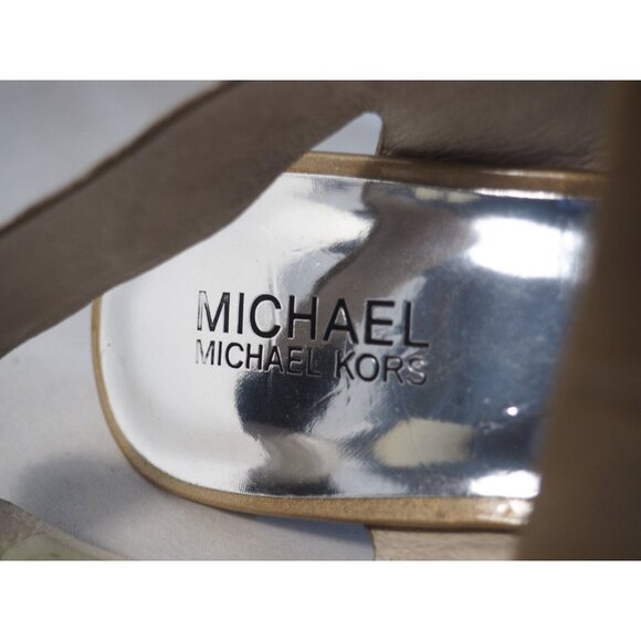 Michael Kors Tan Shimmering Strappy Open Toe Heels, Size 38.5 (EUR), 8.5 (US) - Picture 9 of 13
